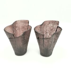 PartyLite Textured Smoke Glass Votive Holders - Brownish Gray